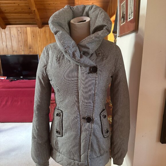 NEW! SOIA & KYO Black and White Houndstooth Puffer Jacket Coat – XS - Picture 1 of 12